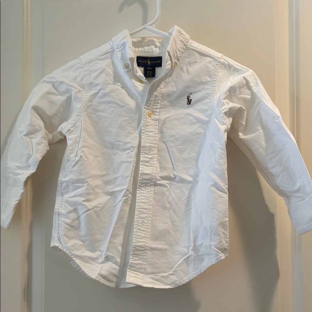 Polo by Ralph Lauren Kids Classic White Button Down Shirt Long Sleeve size 4/4T